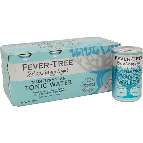 Fever Tree Refreshingly Light Mediterranean Tonic 8x150ml Cans